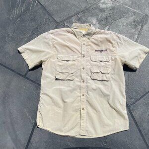 Vintage Men's Bass Pro Shops Bassmaster Button Up Vented Fishing Shirt Size L